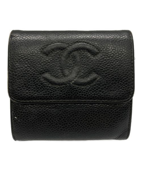 CHANEL（シャネル）CHANEL (シャネル) Wホック財布 ブラックの古着・服飾アイテム