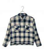 HUFハフ）の古着「SUN GUY OMBRE PLAID L/S SHIRT」｜ネイビー×ホワイト