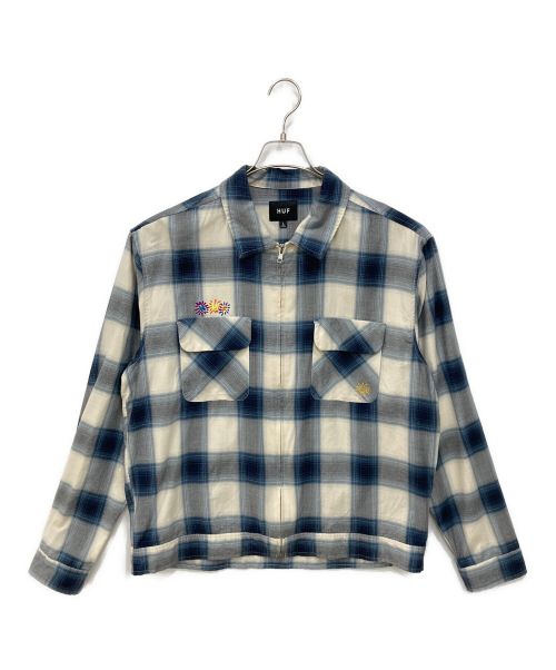 HUF（ハフ）HUF (ハフ) SUN GUY OMBRE PLAID L/S SHIRT ネイビー×ホワイト サイズ:Lサイズの古着・服飾アイテム