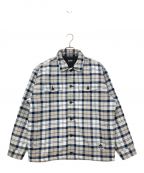 X-LARGEエクストララージ）の古着「QUILTED CHECK SHIRT JACKET」｜ネイビー×ホワイト