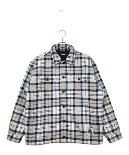 X-LARGE（エクストララージ）X-LARGE (エクストララージ) QUILTED CHECK SHIRT JACKET ネイビー×ホワイト サイズ:Mサイズの古着・服飾アイテム