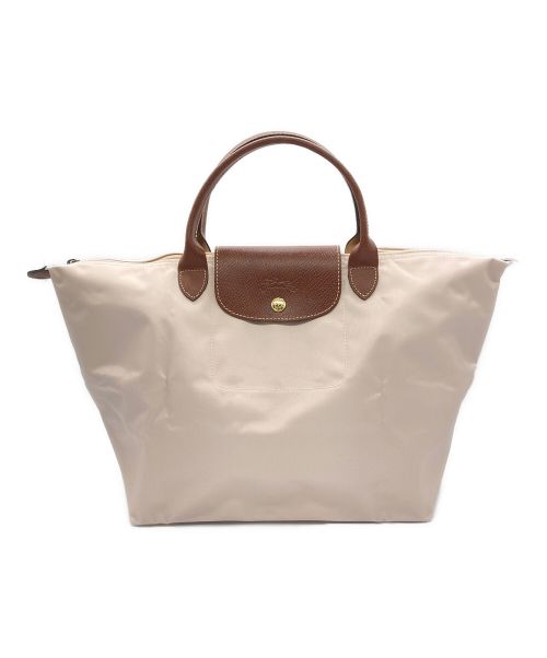 LONGCHAMP（ロンシャン）LONGCHAMP (ロンシャン) ハンドバッグ アイボリー×ブラウンの古着・服飾アイテム