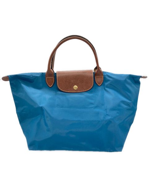 LONGCHAMP（ロンシャン）LONGCHAMP (ロンシャン) ハンドバッグ ブルー×ブラウンの古着・服飾アイテム