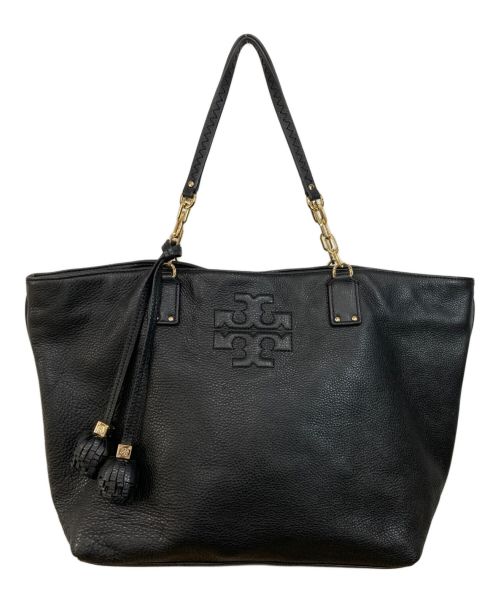 TORY BURCH（トリーバーチ）TORY BURCH (トリーバーチ) レザートートバッグ ブラックの古着・服飾アイテム