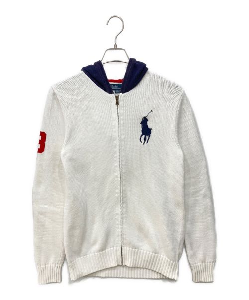 POLO RALPH LAUREN（ポロ・ラルフローレン）POLO RALPH LAUREN (ポロ・ラルフローレン) ニットジップパーカー ホワイト サイズ:Lサイズの古着・服飾アイテム