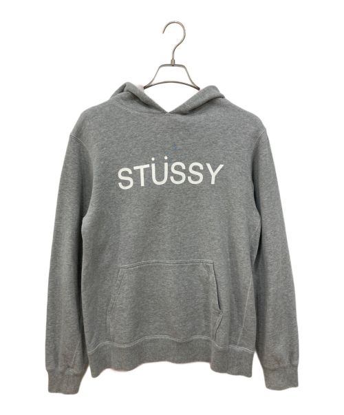 stussy（ステューシー）stussy (ステューシー) プルオーバーパーカー グレー×ホワイト サイズ:Sの古着・服飾アイテム