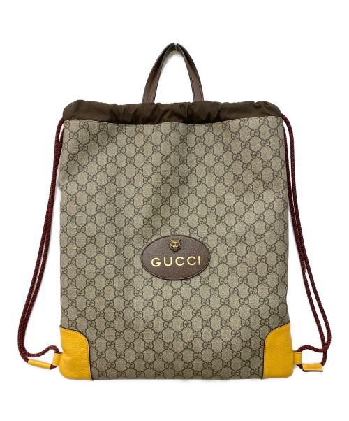 GUCCI（グッチ）GUCCI (グッチ) ドローストリングナップサック ブラウン×イエローの古着・服飾アイテム