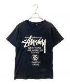 stussyステューシー）の古着「プリントTシャツ」｜ブラック