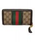 GUCCI (グッチ) ラウンドファスナー長財布 ベージュ×ブラウン：15000円