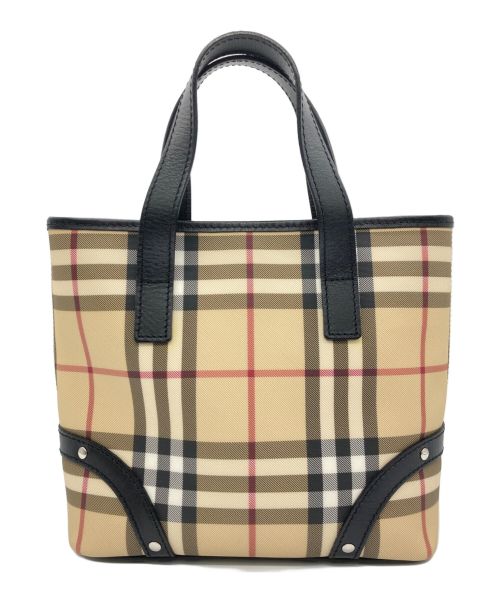 BURBERRY LONDON（バーバリーロンドン）BURBERRY LONDON (バーバリーロンドン) ノバチェック柄ハンドバッグ ベージュ×ブラックの古着・服飾アイテム