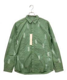 suzusan（スズサン）の古着「Long Sleeve Fly Front Shirt」｜グリーン×ホワイト