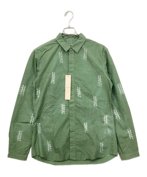 suzusan（スズサン）suzusan (スズサン) Long Sleeve Fly Front Shirt グリーン×ホワイト サイズ:Mサイズ 未使用品の古着・服飾アイテム