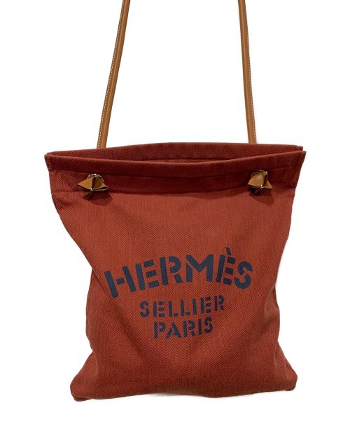 HERMES エルメス アリーヌ MM ショルダーバッグ レッド キャンバス-