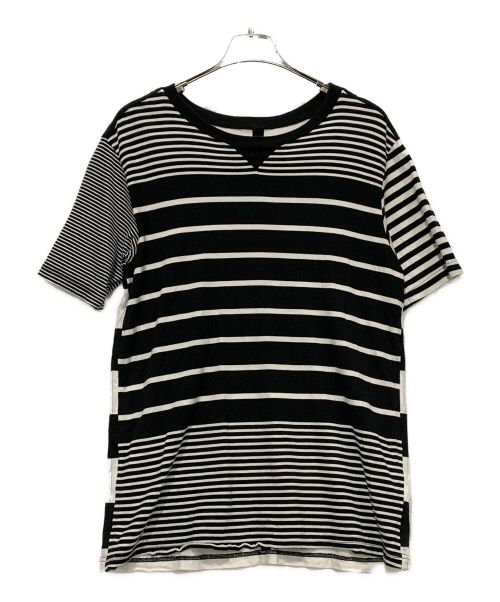 TAKAHIROMIYASHITA TheSoloIst.（タカヒロミヤシタ ザソロイスト）TAKAHIROMIYASHITA TheSoloIst. (タカヒロミヤシタ ザソロイスト) crew neck striped s/s tee.  ホワイト×ブラック サイズ:SIZE48の古着・服飾アイテム