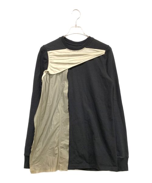 RICK OWENS（リックオウエンス）RICK OWENS (リックオウエンス) ロングスリーブデザインカットソー ブラック×ベージュ サイズ:XSサイズの古着・服飾アイテム