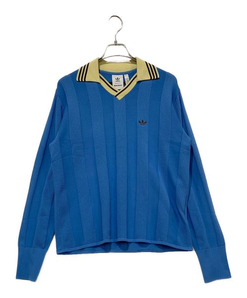 adidas（アディダス）adidas (アディダス) WALES BONNER (ウェールズボナー) KNIT LONG SLEEVE FOOTBALL TEE スカイブルー サイズ:XLサイズの古着・服飾アイテム