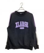 X-LARGEエクストララージ）の古着「PANELED CREWNECK SWEAT」｜ブラック×パープル