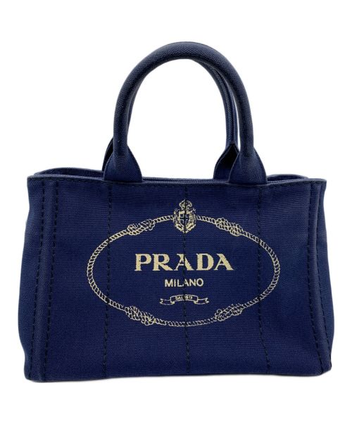 PRADA（プラダ）PRADA (プラダ) カナパミニ　ハンドバッグ ネイビーの古着・服飾アイテム