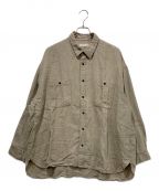 nestrobe confectネストローブ コンフェクト）の古着「Linen Military Oversized Shirt」｜ベージュ