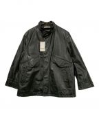 MAISON SPECIALメゾンスペシャル）の古着「Buffalo Crack Leather Dress-Over Short Mods Coat」｜ブラック