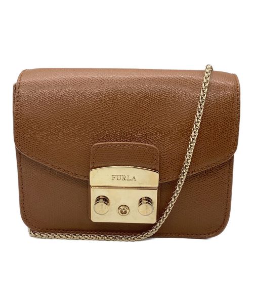 FURLA（フルラ）FURLA (フルラ) チェーンショルダーバッグ ブラウン×ゴールドの古着・服飾アイテム