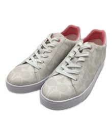 COACH（コーチ）の古着「CLIP SIG PVC LOW TOP」｜ベージュ×ピンク