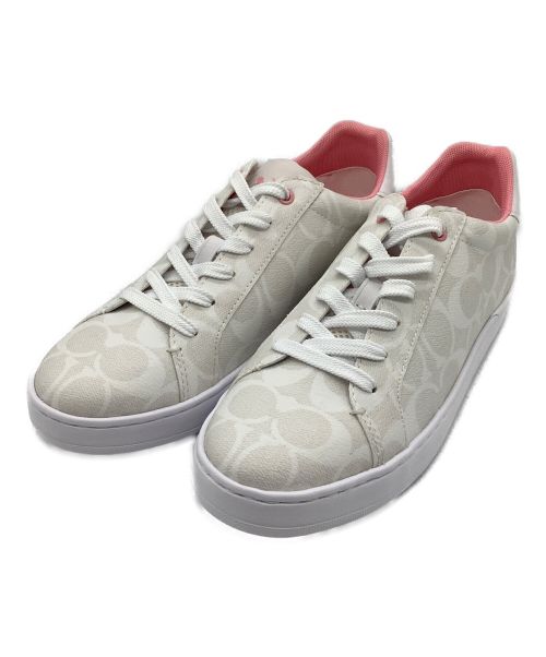 COACH（コーチ）COACH (コーチ) CLIP SIG PVC LOW TOP ベージュ×ピンク サイズ:24.5㎝の古着・服飾アイテム