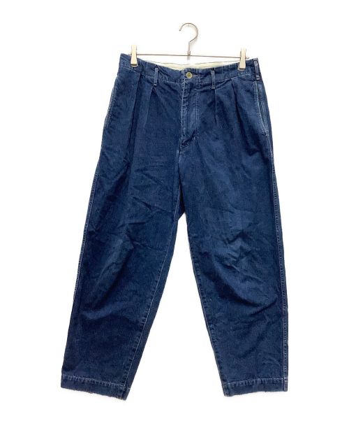 UNFIL（アンフィル）unfil (アンフィル) Cotton Denim 2 Tuck Trousers インディゴ サイズ:SIZE Mの古着・服飾アイテム