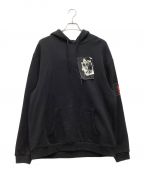 RAF SIMONS×FRED PERRYラフシモンズ×フレッドペリー）の古着「PRINTED PATCH HOODED SWEAT 20AW」｜ブラック