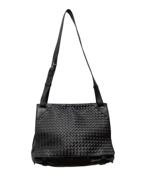 BOTTEGA VENETA（ボッテガベネタ）BOTTEGA VENETA (ボッテガベネタ) フラップショルダーバッグ イントレチャート ブラックの古着・服飾アイテム