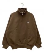 KEBOZケボズ）の古着「BB SMALL WAPPEN SWEAT HALF ZIP HOODIE」｜ブラウン