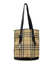 BURBERRY LONDON（バーバリーロンドン）の古着「ショルダートートバッグ　ノバチェック」｜ベージュ×ブラック