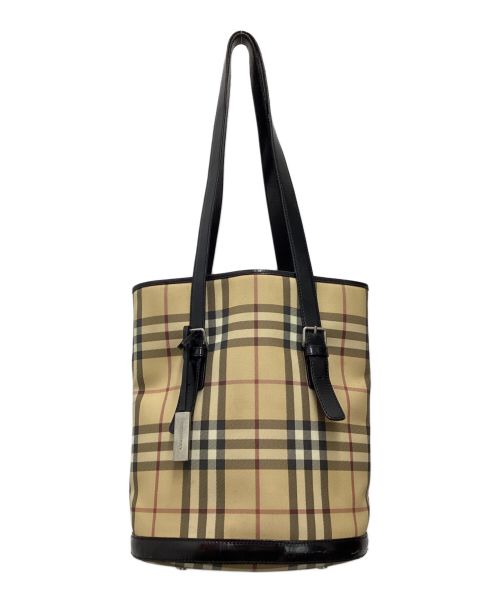 BURBERRY LONDON（バーバリーロンドン）BURBERRY LONDON (バーバリーロンドン) ショルダートートバッグ　ノバチェック ベージュ×ブラックの古着・服飾アイテム