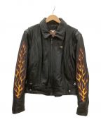 HARLEY-DAVIDSONハーレーダビッドソン）の古着「HARLEY-DAVIDSON　Flame II Ride Free Heavy Weight Leather Jacket」｜ブラック