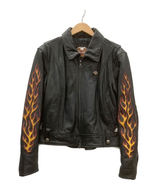 HARLEY-DAVIDSON（ハーレーダビッドソン）HARLEY-DAVIDSON (ハーレーダビッドソン) HARLEY-DAVIDSON　Flame II Ride Free Heavy Weight Leather Jacket ブラック サイズ:Mの古着・服飾アイテム