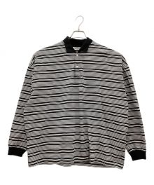 COOTIE PRODUCTIONS（クーティープロダクツ）の古着「Supima Border Oversized L/S Polo」｜ホワイト×ブラック