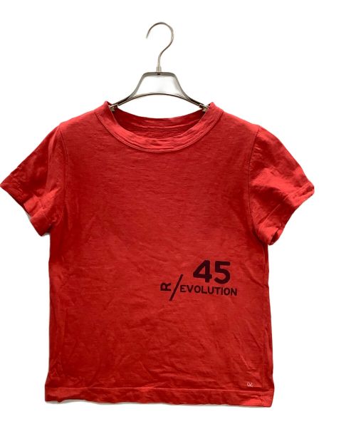 45R（フォーティーファイブアール）45R (フォーティーファイブアール) REVOLUTIONロゴのプリントTシャツ レッド サイズ:表記無の古着・服飾アイテム