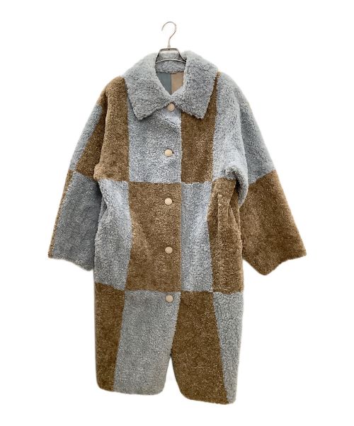 furfur（ファーファー）furfur (ファーファー) エコファーコート ブラウン×ブルー サイズ:Freeの古着・服飾アイテム