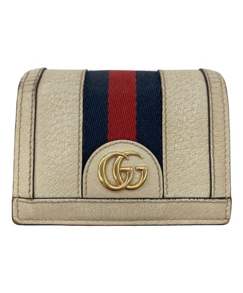 GUCCI（グッチ）GUCCI (グッチ) GGカードケースウォレット アイボリー×ネイビー×レッドの古着・服飾アイテム