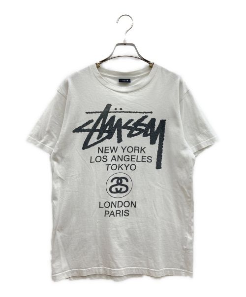 stussy（ステューシー）stussy (ステューシー) ワールドツアーロゴTシャツ ホワイト サイズ:Sの古着・服飾アイテム