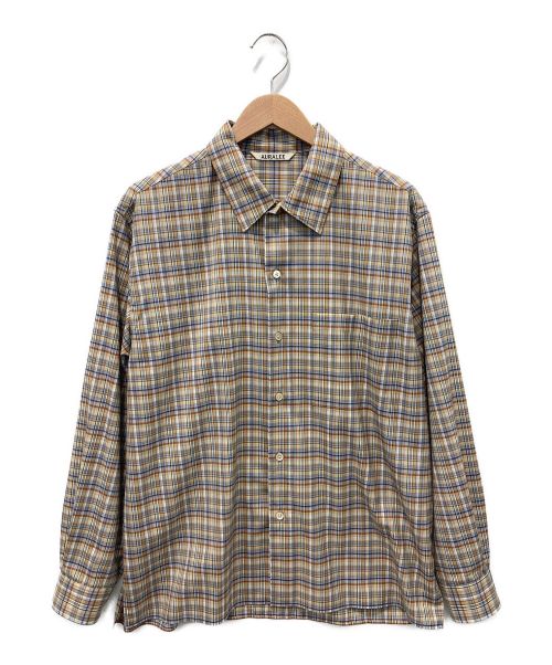 AURALEE（オーラリー）AURALEE (オーラリー) WASHABLE SUPER LIGHT WOOL CHECK SHIRTS カーキ サイズ:3の古着・服飾アイテム