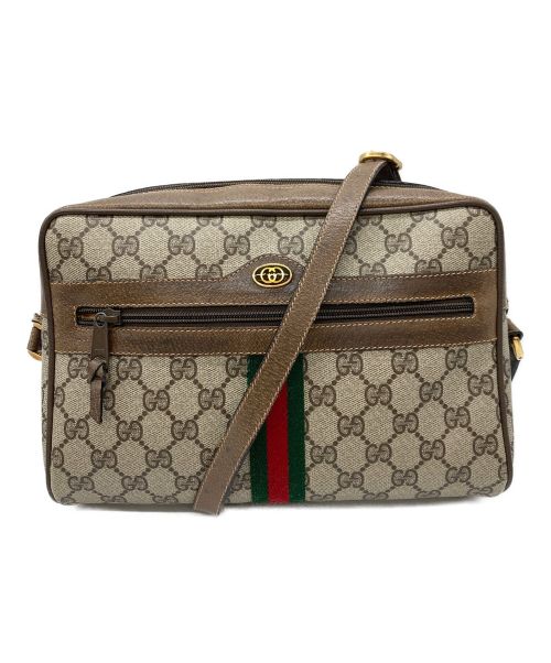 GUCCI（グッチ）GUCCI (グッチ) シェリーラインショルダーバッグ オールドグッチ グレー×ブラウンの古着・服飾アイテム