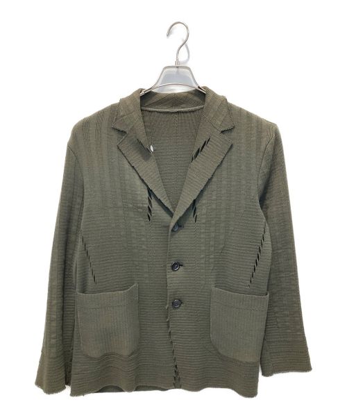 ISSEY MIYAKE（イッセイミヤケ）ISSEY MIYAKE (イッセイミヤケ) カットオフデザインジャケット グリーン サイズ:Mの古着・服飾アイテム