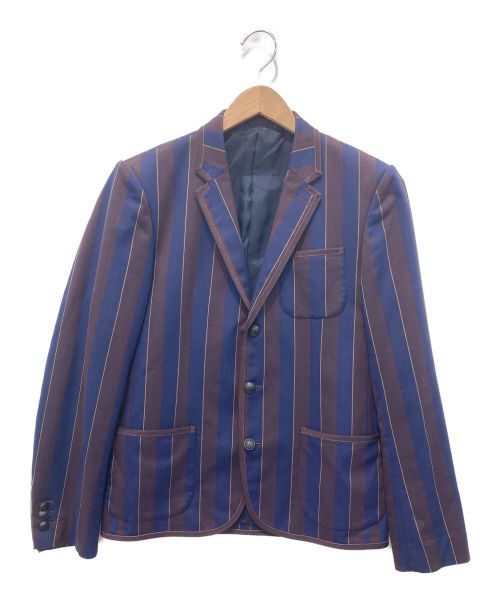 LAD MUSICIAN（ラッドミュージシャン）LAD MUSICIAN (ラッドミュージシャン) SCHOOL STRIPE JACKET ネイビー×パープル サイズ:42の古着・服飾アイテム