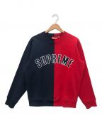 SUPREMEシュプリーム）の古着「SPLIT CREWNECK SWEAT SHIRT」｜レッド×ネイビー