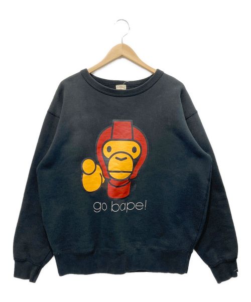 A BATHING APE（アベイシングエイプ）A BATHING APE (アベイシングエイプ) BABY MILOプリントスウェット ブラック サイズ:Mの古着・服飾アイテム