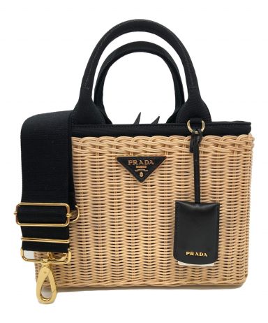 [中古]PRADA(プラダ)のレディース バッグ 2WAYキャンバスカゴバッグ ウィッカー