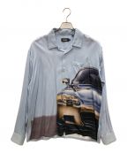 X-LARGEエクストララージ）の古着「AIR BRUSHED CAR L/S SHIRT」｜スカイブルー