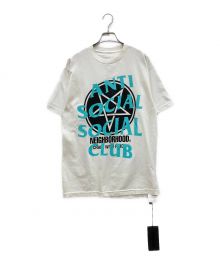 anti social social CLUB×NEIGHBORHOOD（アンチソーシャルソーシャルクラブ×ネイバーフッド）の古着「ロゴプリントTシャツ」｜ホワイト×ブラック×ブルー