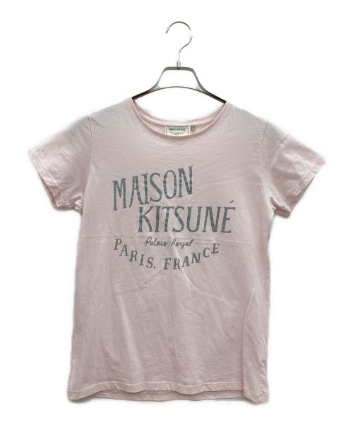 maison kitsune（メゾンキツネ）MAISON KITSUNE (メゾンキツネ) ロゴプリントTシャツ ピンク サイズ:Sの古着・服飾アイテム